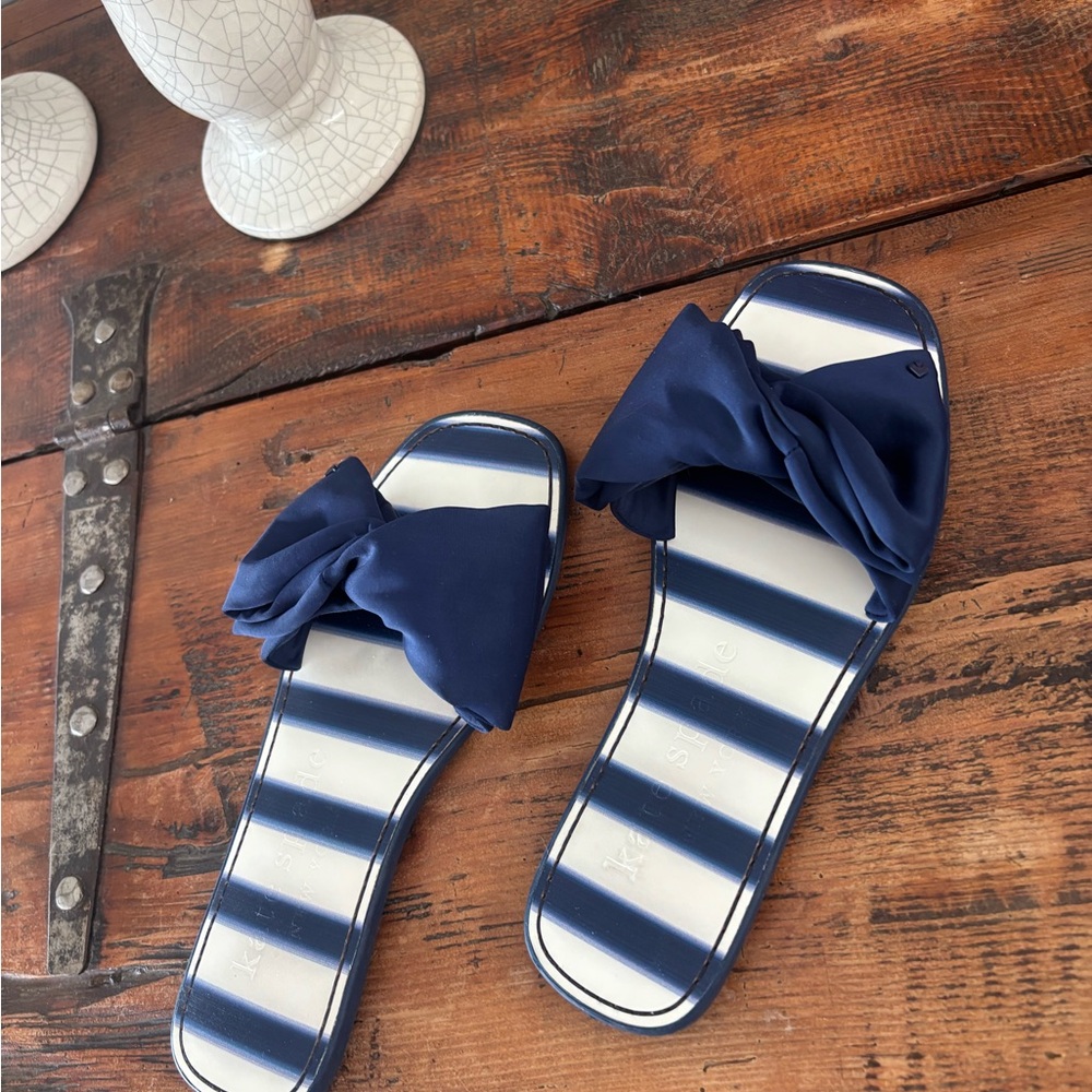 Kate Spade Blue and White Nautical Sandals